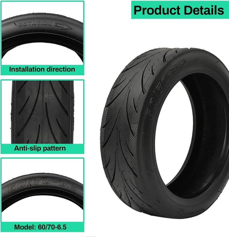 ESCKW 60/70-6.5 Sscooter Tire Tubeless Tires Compatible for Segway Ninebot Max G30/G30E/G30LP Electric Scooter Wheels Tire Replacement Rubber Tires 60/70-6.5 Anti-Slip Vacuum Tire - Image 2